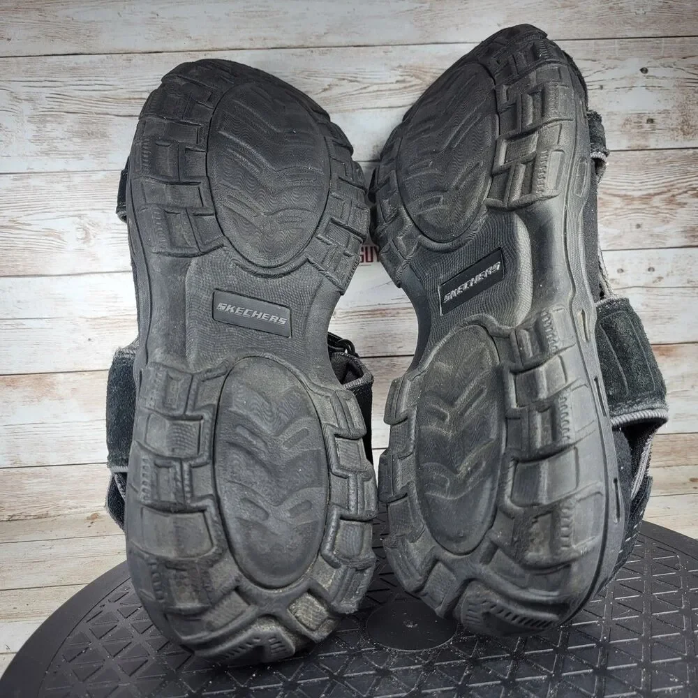 Skechers Sandals Men's Size 11 Black Suede Garver Alec Adjustable Straps Comfort
